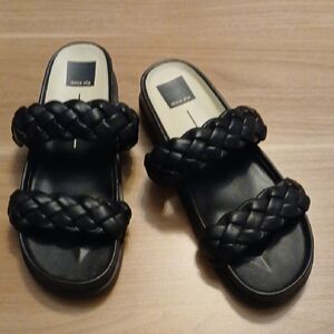 Dolce Vita "Ronin" Black Double Braided Strap Slide Sandal in Size 8.5
